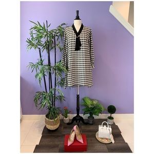 Parisian Houndstooth Tie Shift Dress